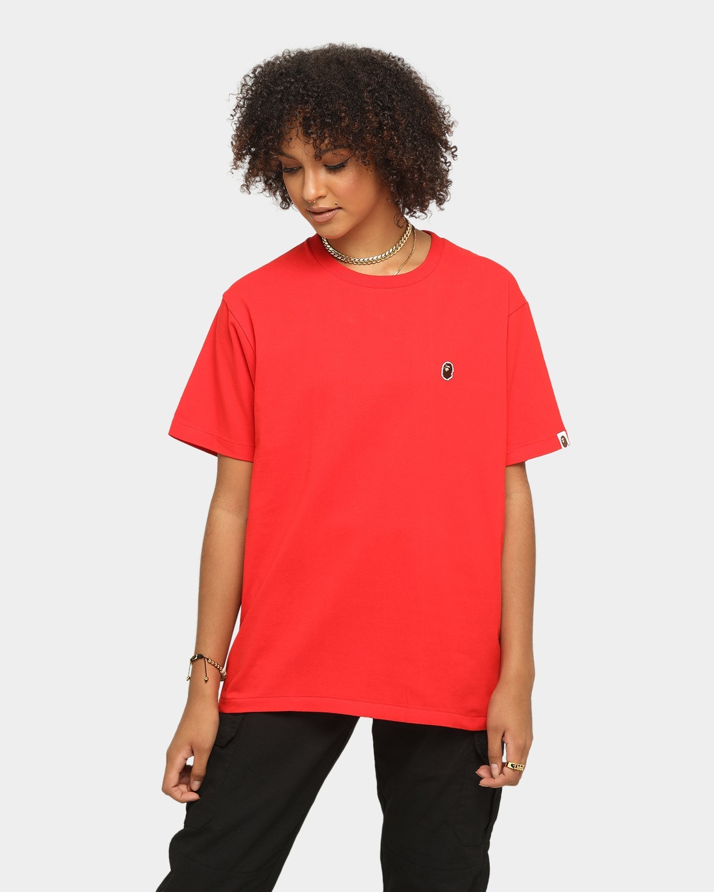 A Bathing Ape Men's Ape Head One Point Short Sleeve T-Shirt Red Style001