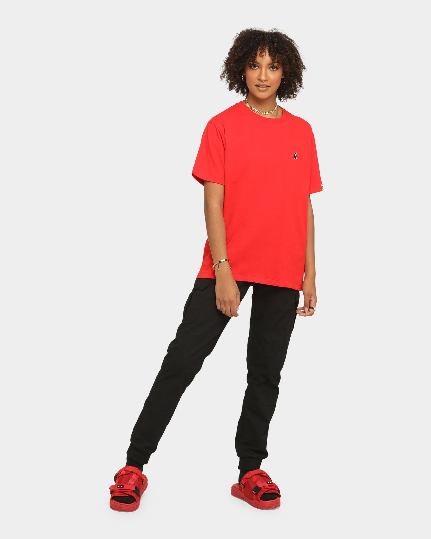 A Bathing Ape Men's Ape Head One Point Short Sleeve T-Shirt Red Style001