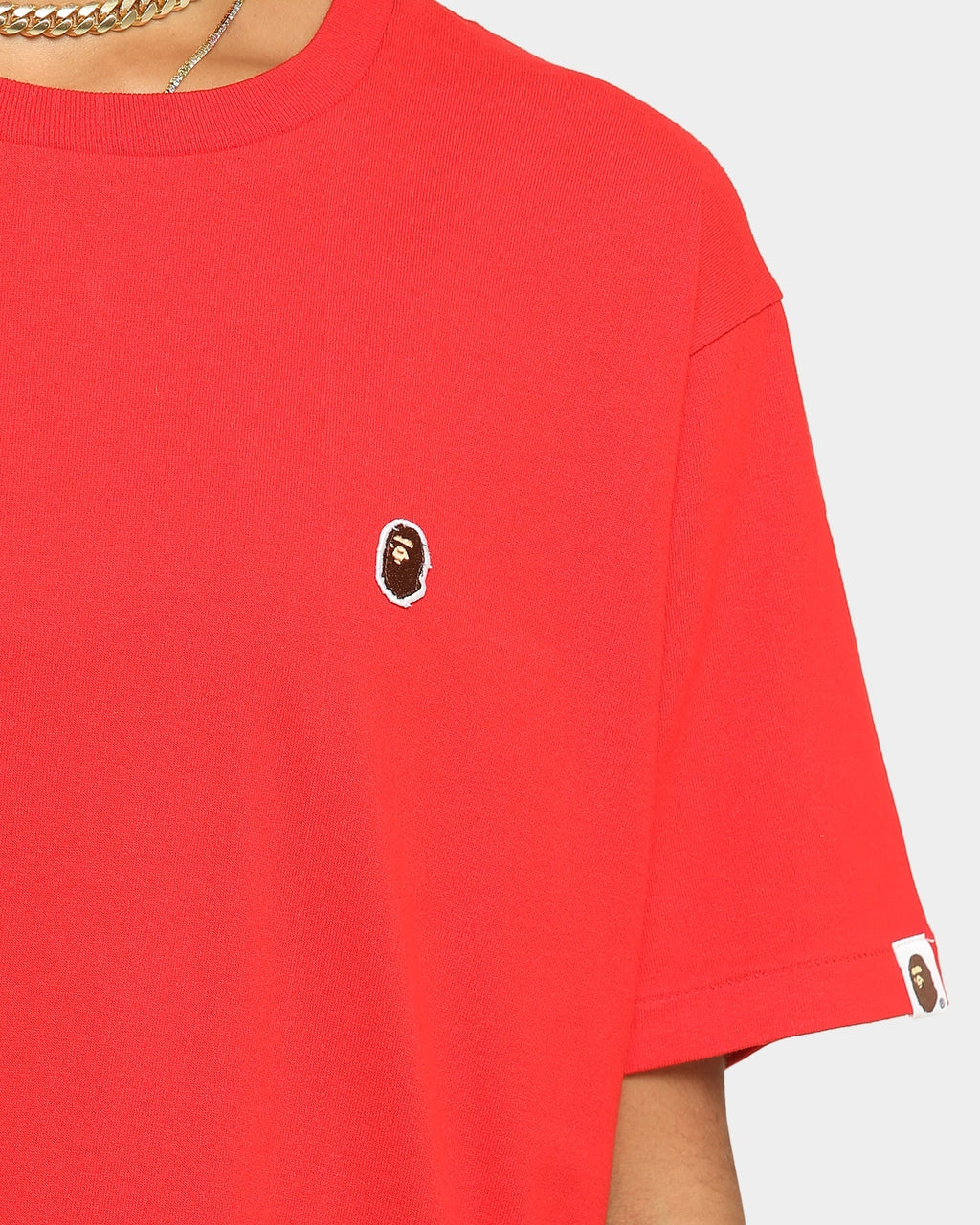 A Bathing Ape Men's Ape Head One Point Short Sleeve T-Shirt Red Style001