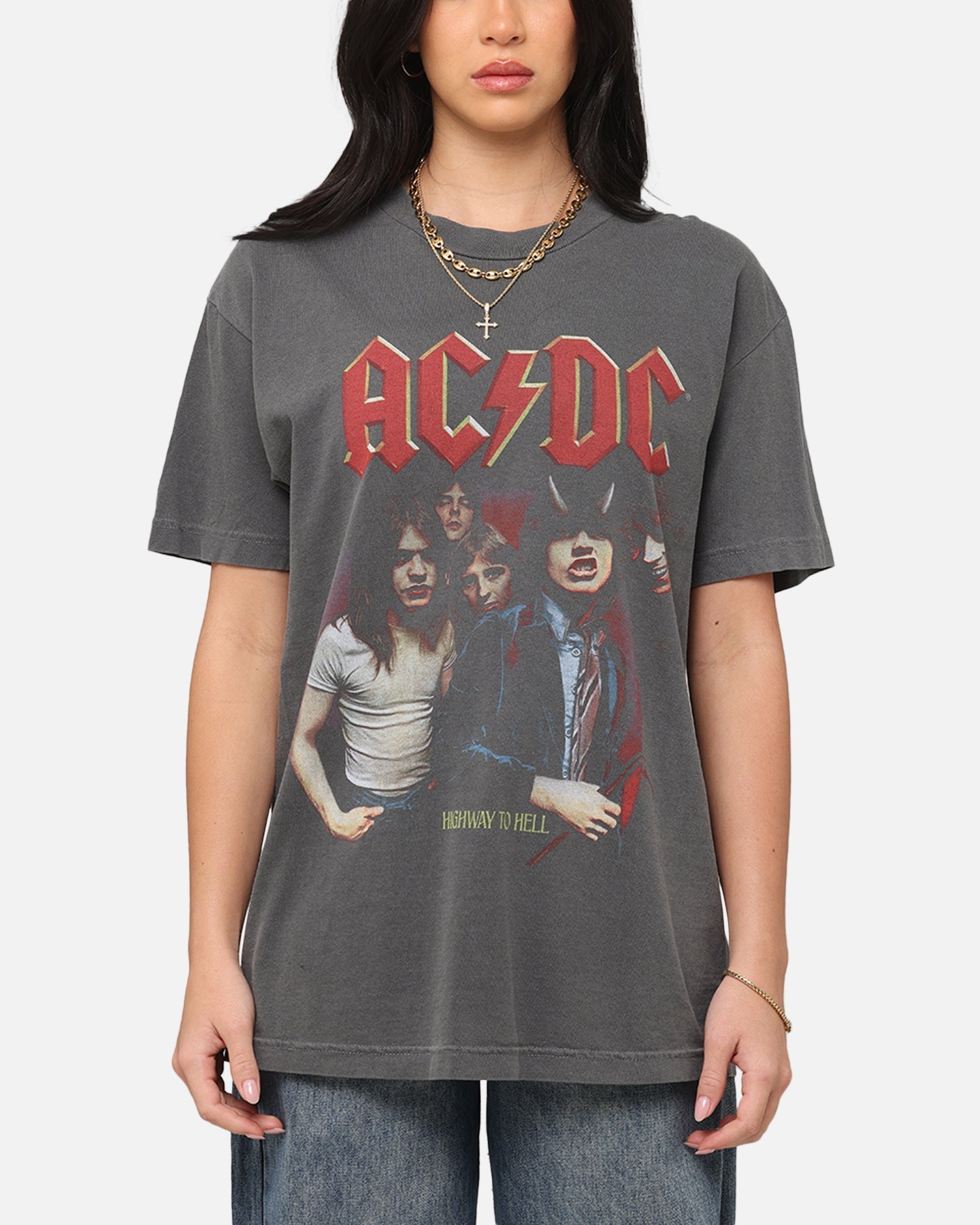 AC/DC Highway To Hell T-Shirt Faded Black Style001