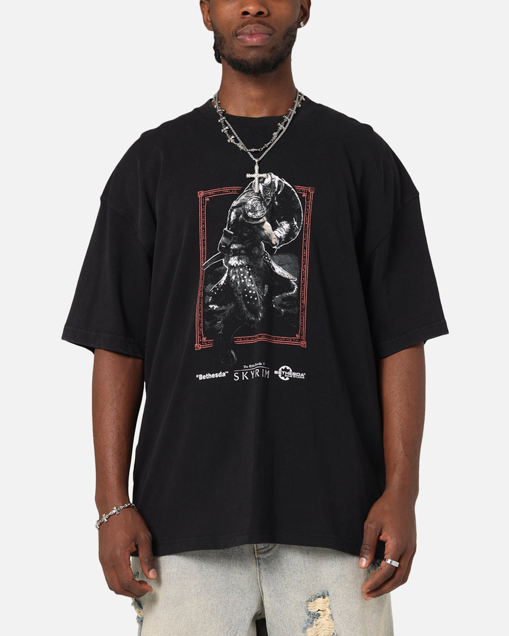 73 Studio X The Elder Scrolls V: Skyrim Aludin Vintage T-Shirt Black Acidwash