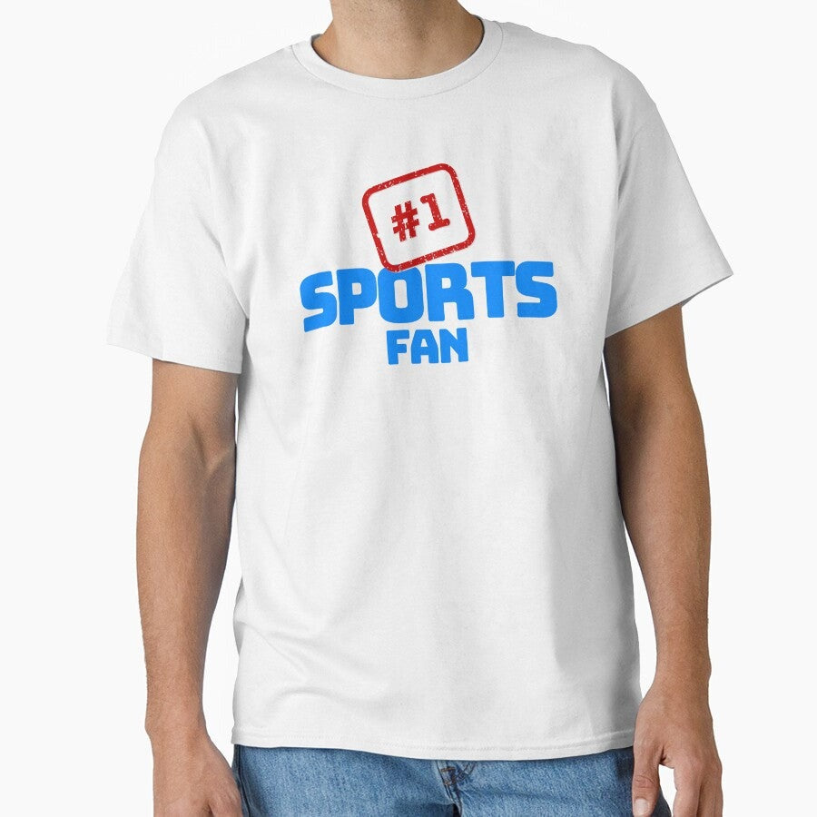 #1 Sports Fan, Blue Classic T-Shirt