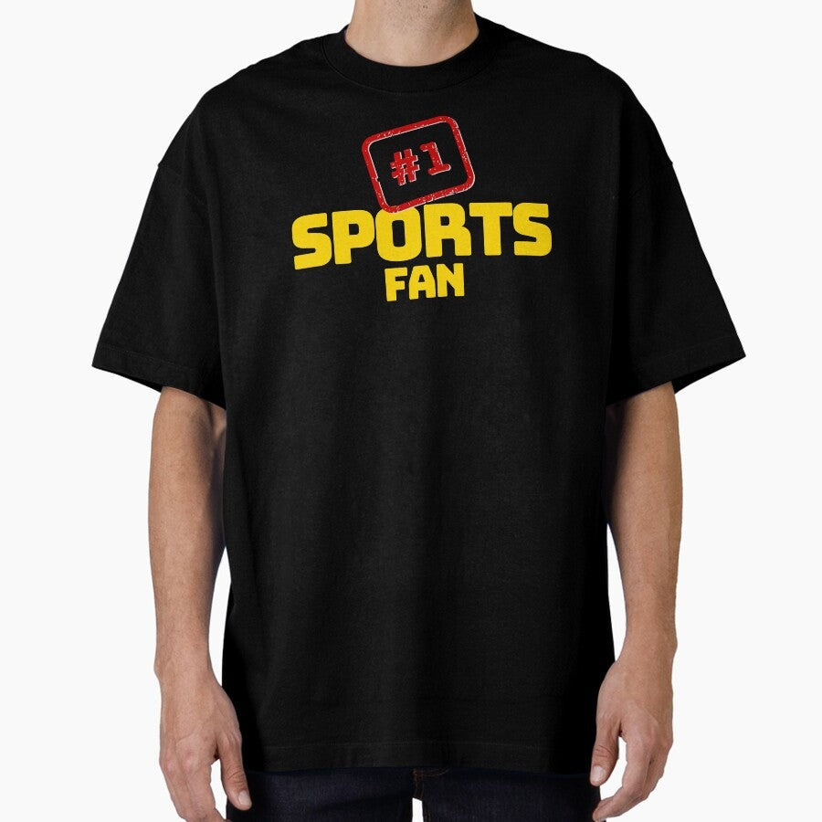 #1 Sports Fan, Yellow Oversized T-Shirt