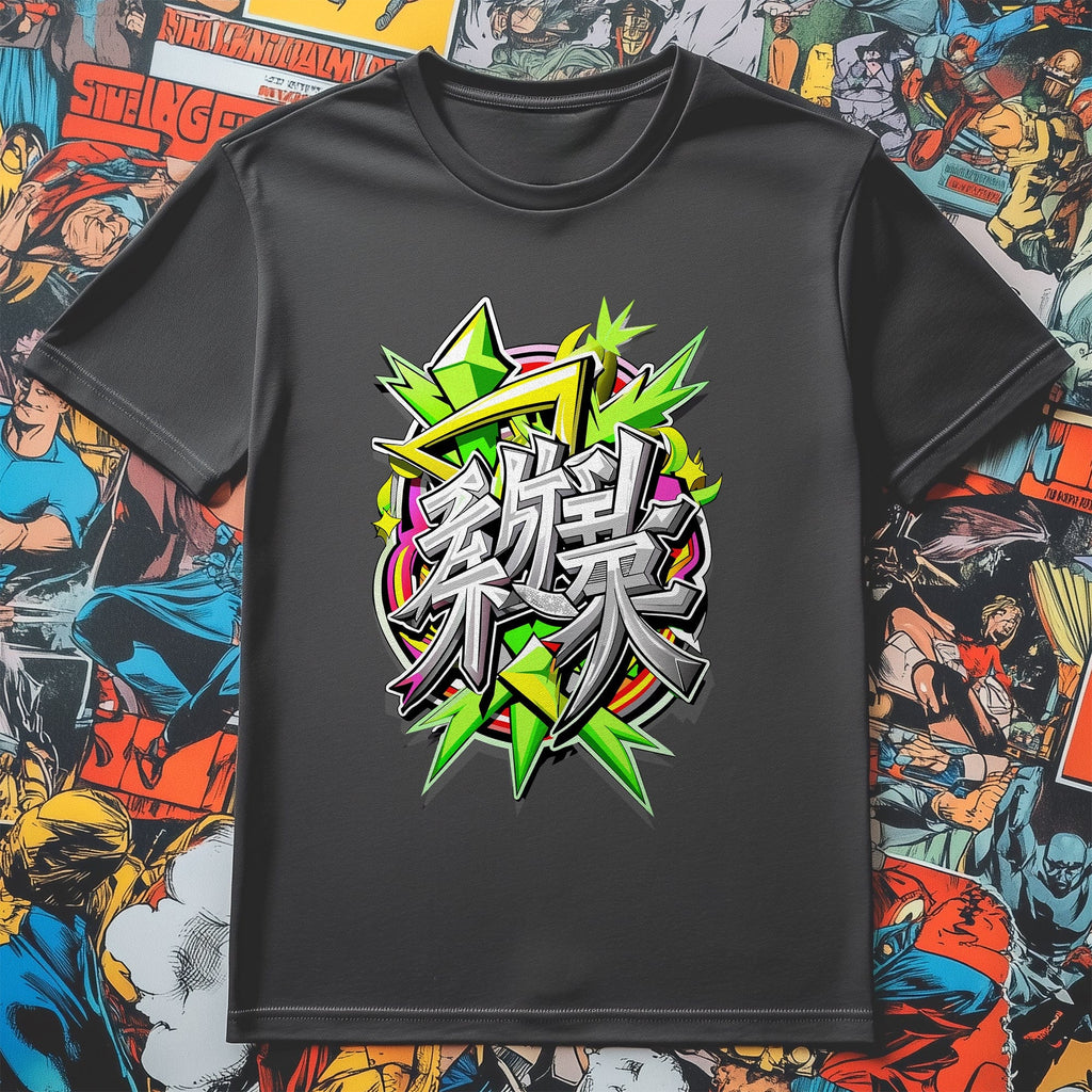 Green Anime Text T-Shirt
