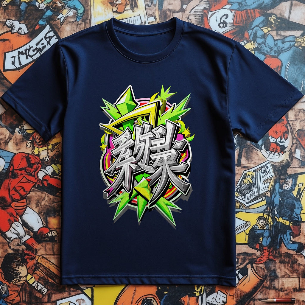 Green Anime Text T-Shirt