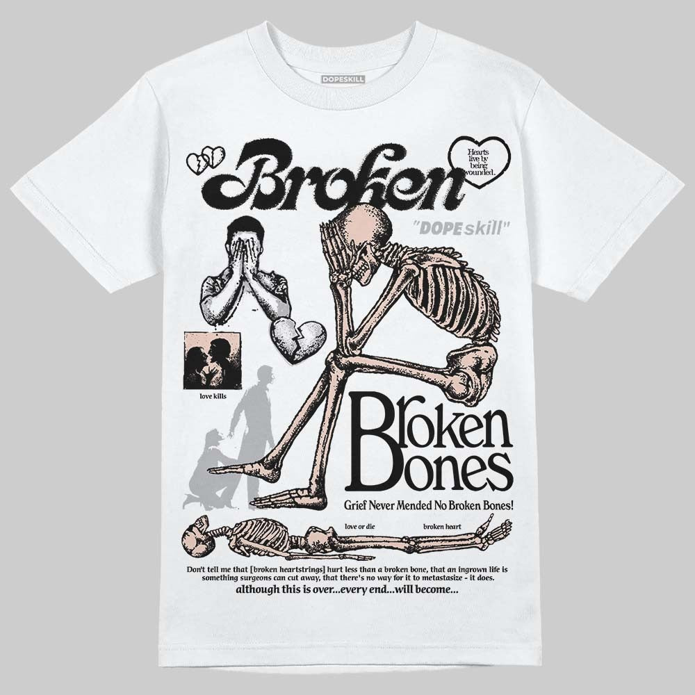1130 Oyster Grey DopeSkill T-Shirt Broken Bones Graphic
