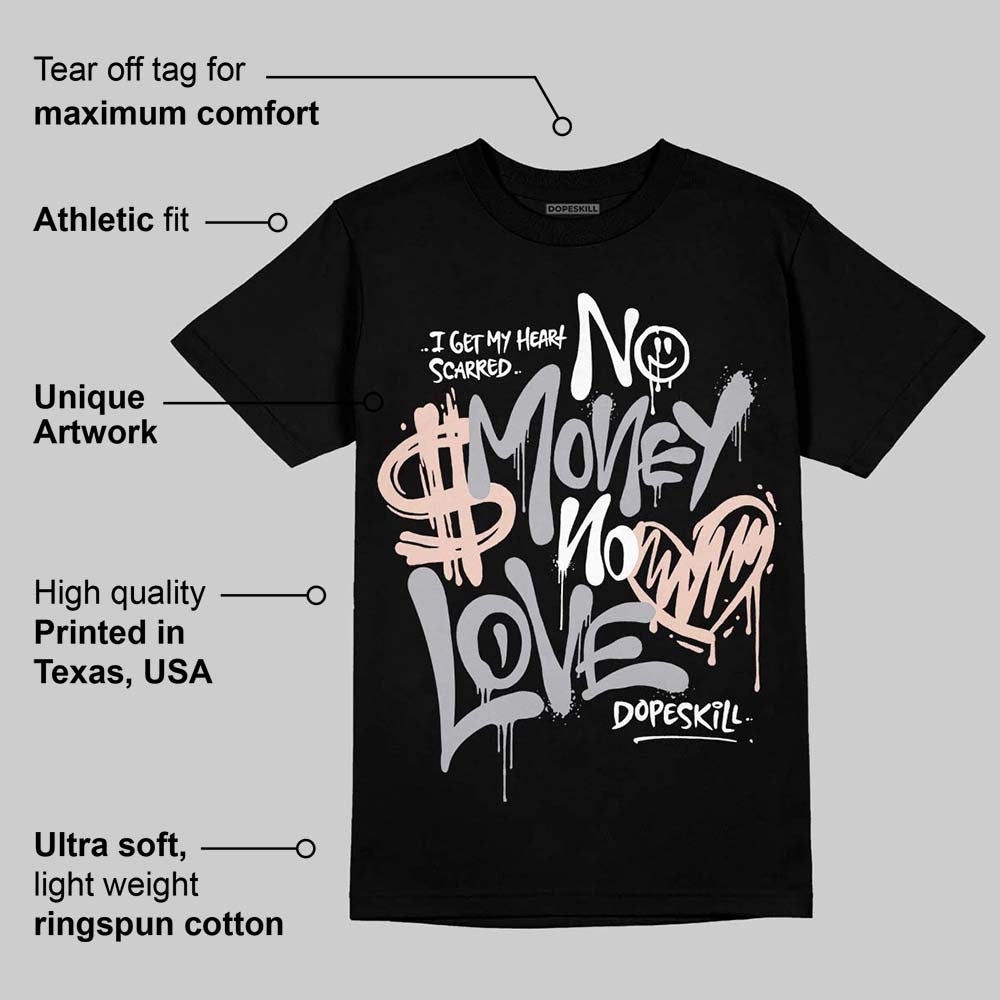 1130 Oyster Grey DopeSkill T-Shirt No Money No Love Typo Graphic