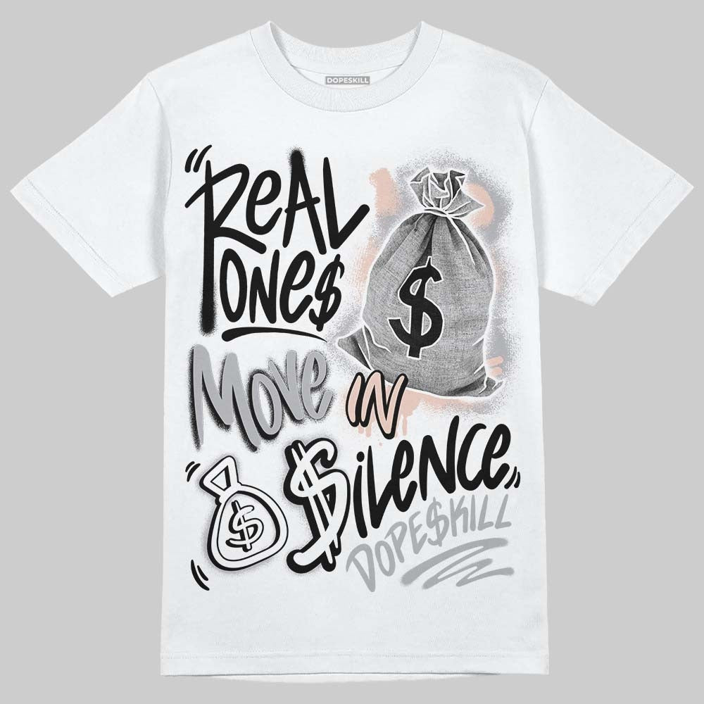1130 Oyster Grey DopeSkill T-Shirt Real Ones Move In Silence Graphic
