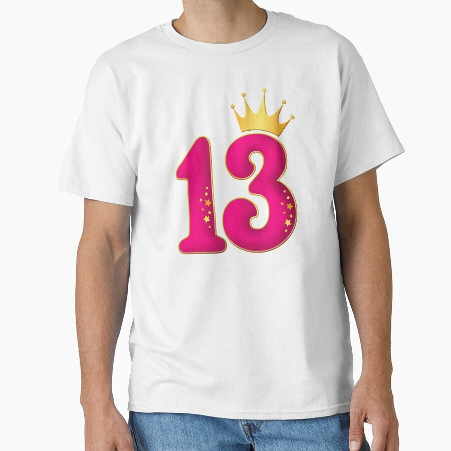 13 Years Old Birthday Party Design For Girls 13 And Crown Classic T Shirt