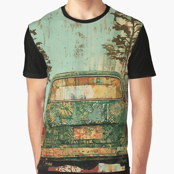 1761 Funky Vintage Car Graphic T Shirt