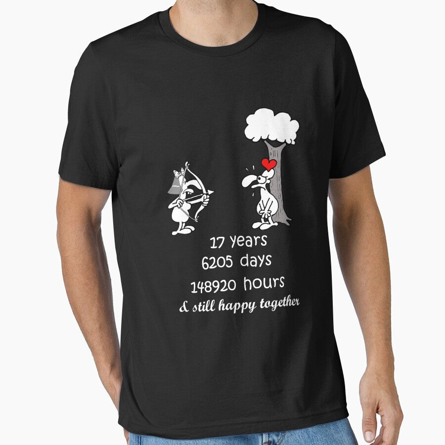17Th Wedding Anniversary Gift For Him Her 17 Years Together 17Th Year Of Marriage Anniversary Funny Couple Matching Essential T Shirt