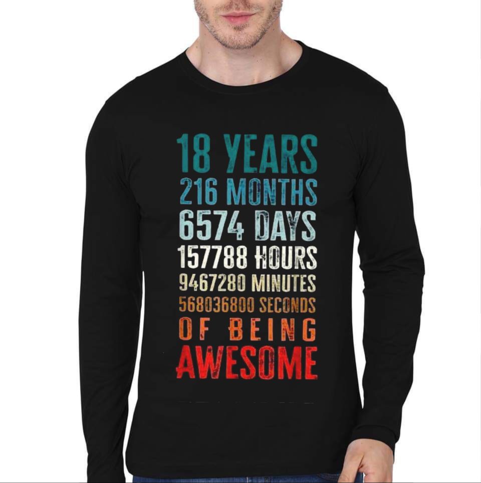 18 Years Of Beign Awesome Birthday Full Sleeve T-Shirt