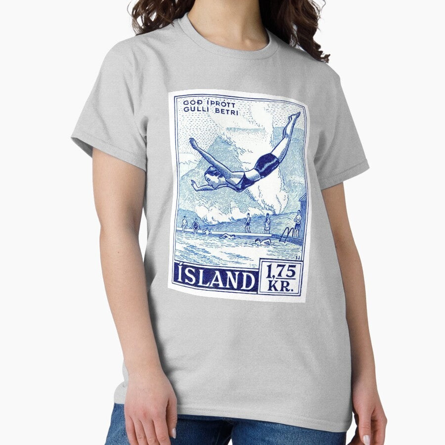 1955 ICELAND Water Sports Postage Stamp Classic T-Shirt