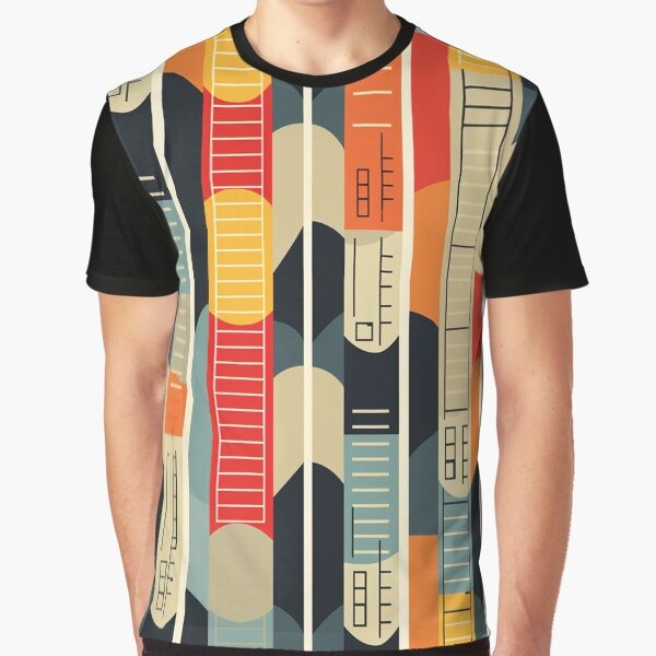 1960S Inspired Modernist Pattern Print Graphic T Shirt