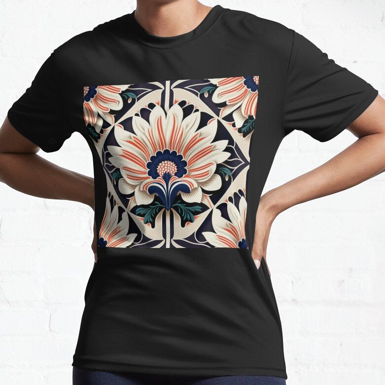 1970S Flower Pattern 1950S Flowers Nature Pattern White Flowers 1960S Flower Pattern High Resolution Active T Shirt