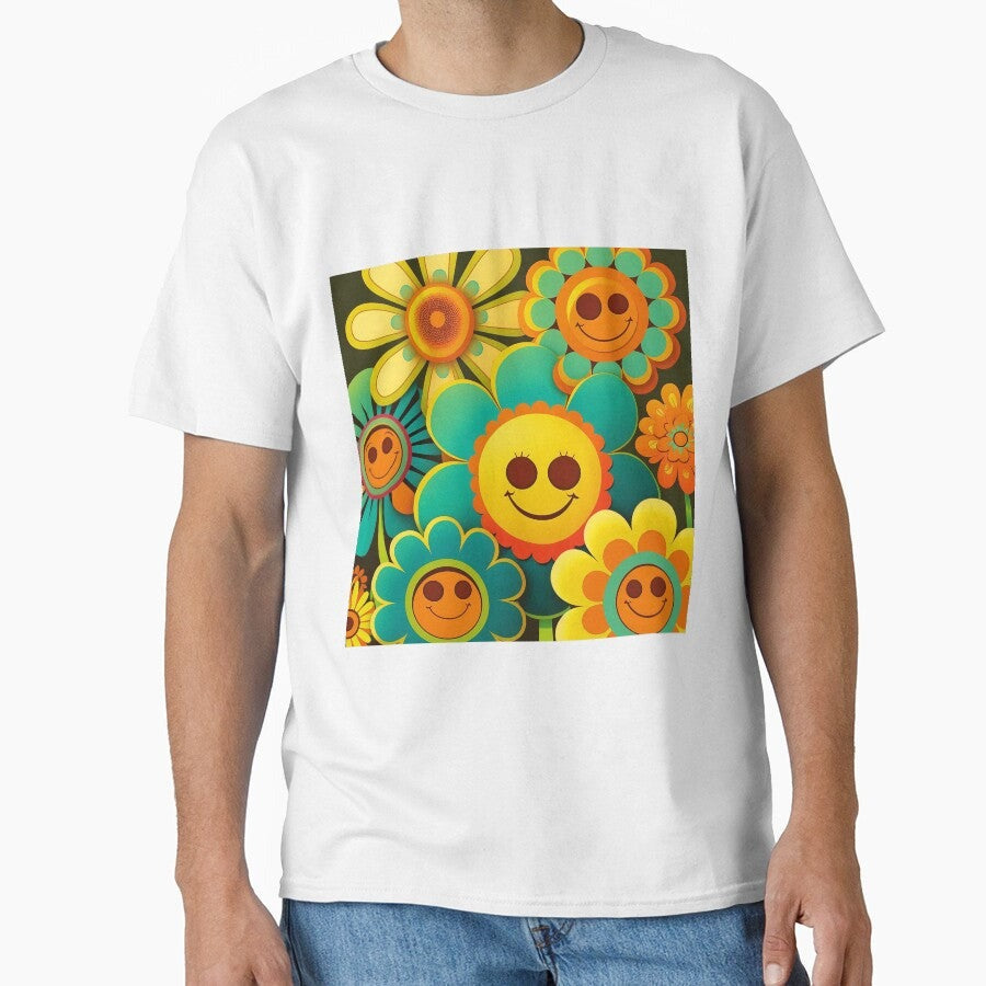 1970s Flower Power Design Classic T-Shirt