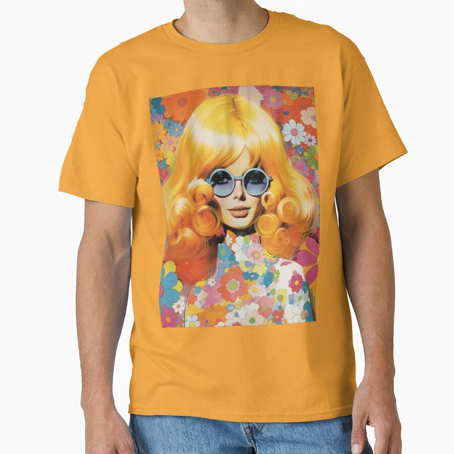 1970s Style Woman Flower Power Classic T-Shirt