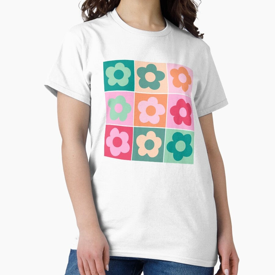 1970s retro floral pattern for the groovy flower child and cool plant mom. Classic T-Shirt