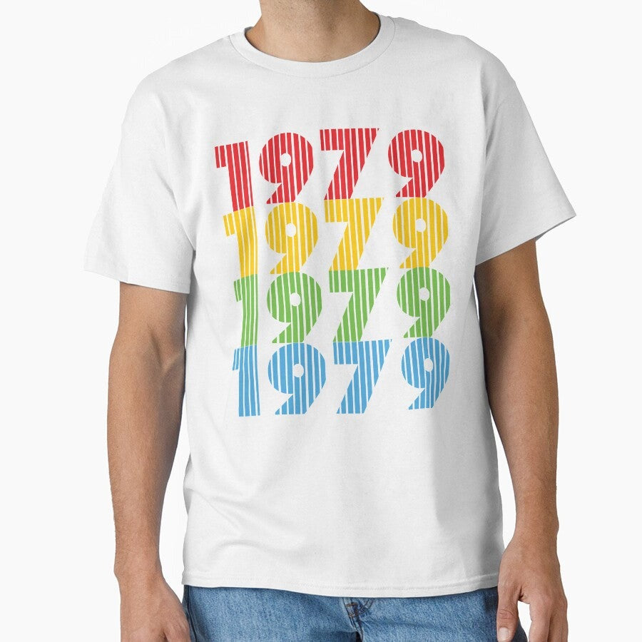1979 Retro Design With Vertical Striped Lettering Classic T Shirt