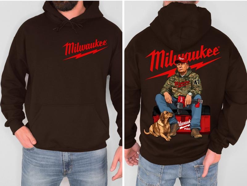 2 Side- Unisex Hoodie- Milwaukee Trump Camo Unisex Hoodie- Trump With Local Boy Hoodie- Casual Menswear- Classic Cotton Top- Womenswear-  Shirt Soft