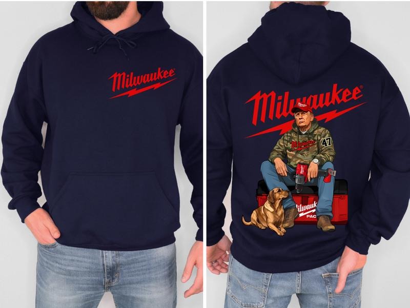 2 Side- Unisex Hoodie- Milwaukee Trump Camo Unisex Hoodie- Trump With Local Boy Hoodie- Casual Menswear- Classic Cotton Top- Womenswear-  Shirt Soft