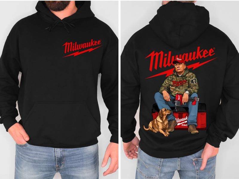 2 Side- Unisex Hoodie- Milwaukee Trump Camo Unisex Hoodie- Trump With Local Boy Hoodie- Casual Menswear- Classic Cotton Top- Womenswear-  Shirt Soft