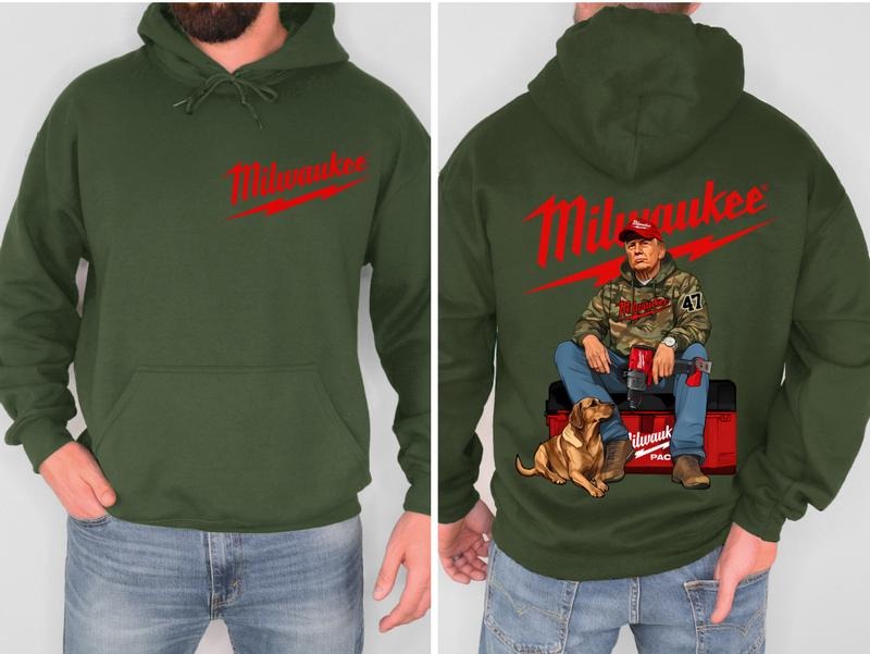 2 Side- Unisex Hoodie- Milwaukee Trump Camo Unisex Hoodie- Trump With Local Boy Hoodie- Casual Menswear- Classic Cotton Top- Womenswear-  Shirt Soft