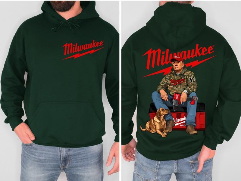 2 Side- Unisex Hoodie- Milwaukee Trump Camo Unisex Hoodie- Trump With Local Boy Hoodie- Casual Menswear- Classic Cotton Top- Womenswear-  Shirt Soft