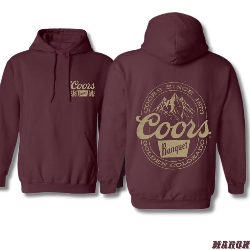 2 Sided The Coors Banquet Hoodie features a classic and rugged design, perfect for beer enthusiasts and outdoor adventurers, T-Shirt, Sweatshirt, Comf