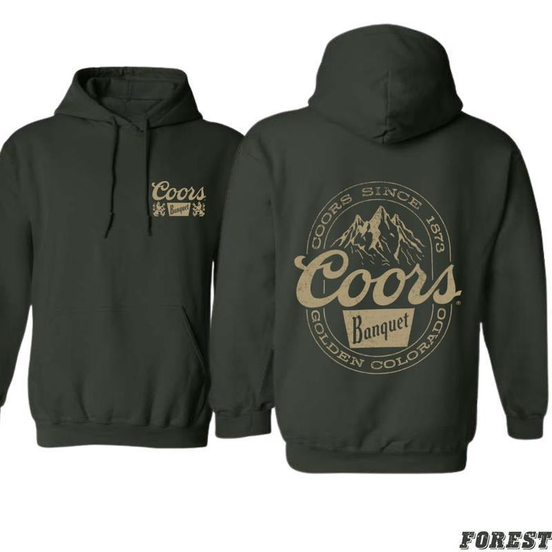 2 Sided The Coors Banquet Hoodie features a classic and rugged design, perfect for beer enthusiasts and outdoor adventurers, T-Shirt, Sweatshirt, Comf