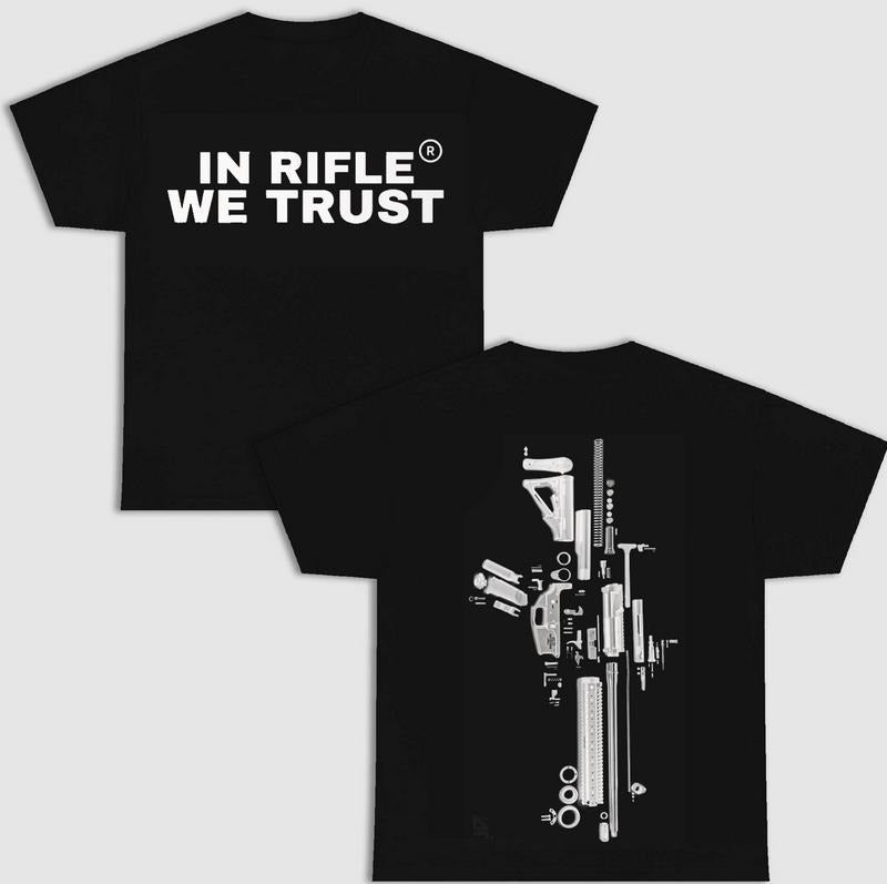 2 Sides In Rifle We Trust T-Shirt, S to 4XL, Black Version T-Shirt, Menswear
