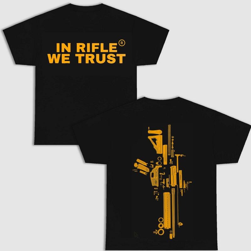 2 Sides In Rifle We Trust T-Shirt, S to 4XL, Black Version T-Shirt, Menswear