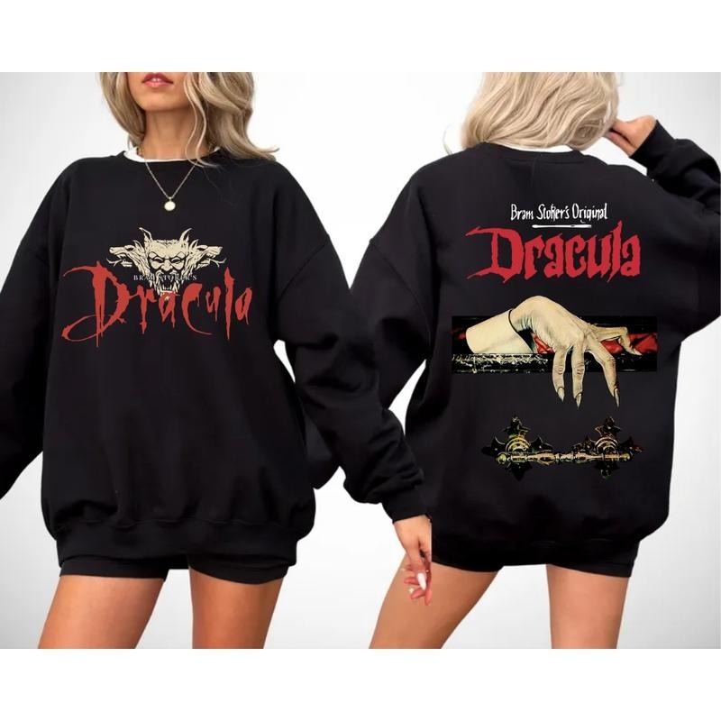 2 Sides Vintage Gothic Bram Stoker's, Draculaaa Book Cover T- Shirts, Trending Sweatshirts, Gothic Apparel, Draculaa Vintage Gothic Tee's, Halloween 2024 Shirt