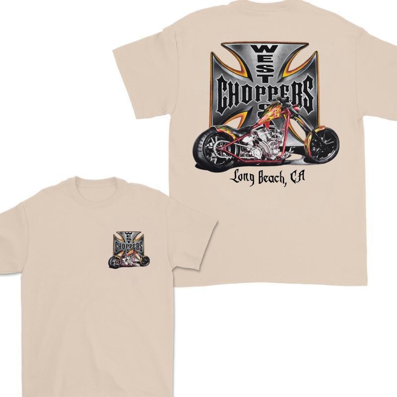 2000s West Coast Choppers 2 Sided T-Shirt, Long Beach CA Motorcycle T-shirt, Casual Women's Shirt, Men Clothing, Unisex Cotton Classic Menswear Tops