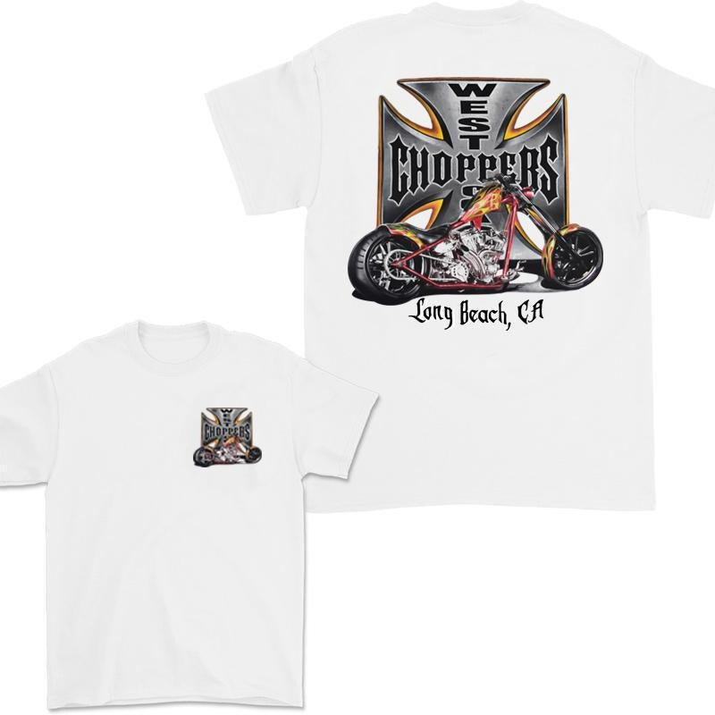 2000s West Coast Choppers 2 Sided T-Shirt, Long Beach CA Motorcycle T-shirt, Casual Women's Shirt, Men Clothing, Unisex Cotton Classic Menswear Tops