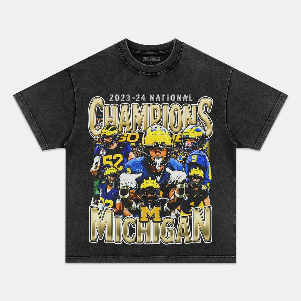 2023-24 NATIONAL CHAMPS - MICHIGAN V2 TEE Style004