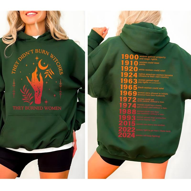 2024 Women Will Keep Fighting Hoodie, They Didn't Burn Witches They Burned Women Hoodie, Witchy Feminist Hoodie, Christmas Feminism Hoodie, Women's Ri