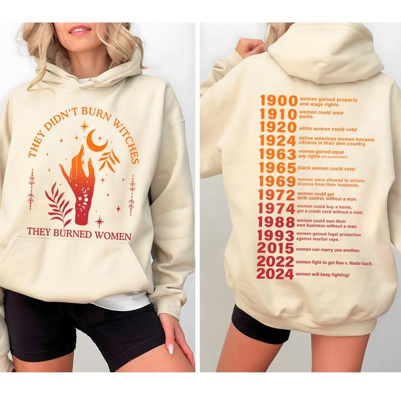 2024 Women Will Keep Fighting Hoodie, They Didn't Burn Witches They Burned Women Hoodie, Witchy Feminist Hoodie, Christmas Feminism Hoodie, Women's Ri