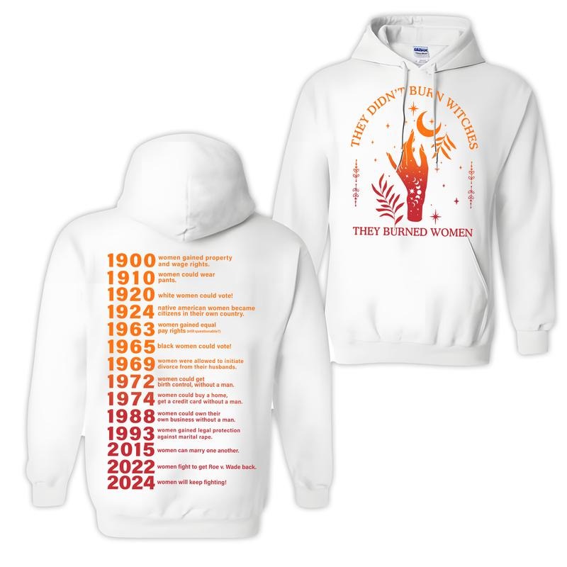 2024 Women Will Keep Fighting Hoodie, They Didn't Burn Witches They Burned Women Hoodie, Witchy Feminist Hoodie, Christmas Feminism Hoodie, Women's Ri
