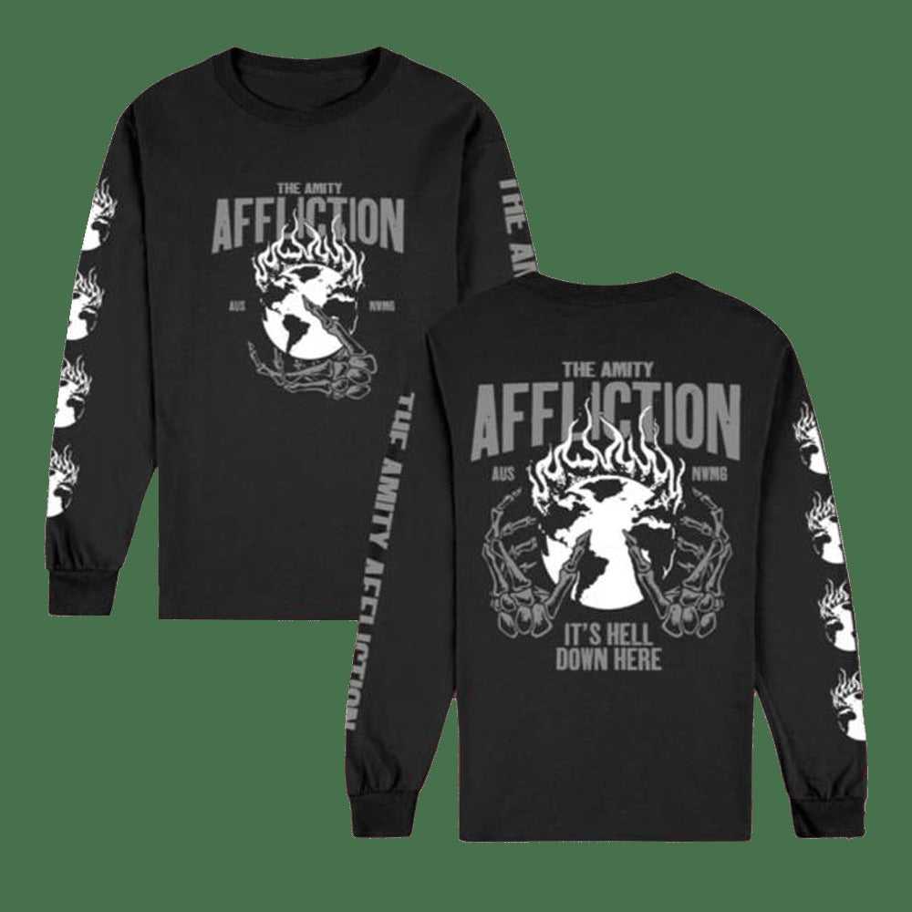 24Hundred Merch The Amity Affliction It's Hell Down Here Long Sleeve T-Shirt Black