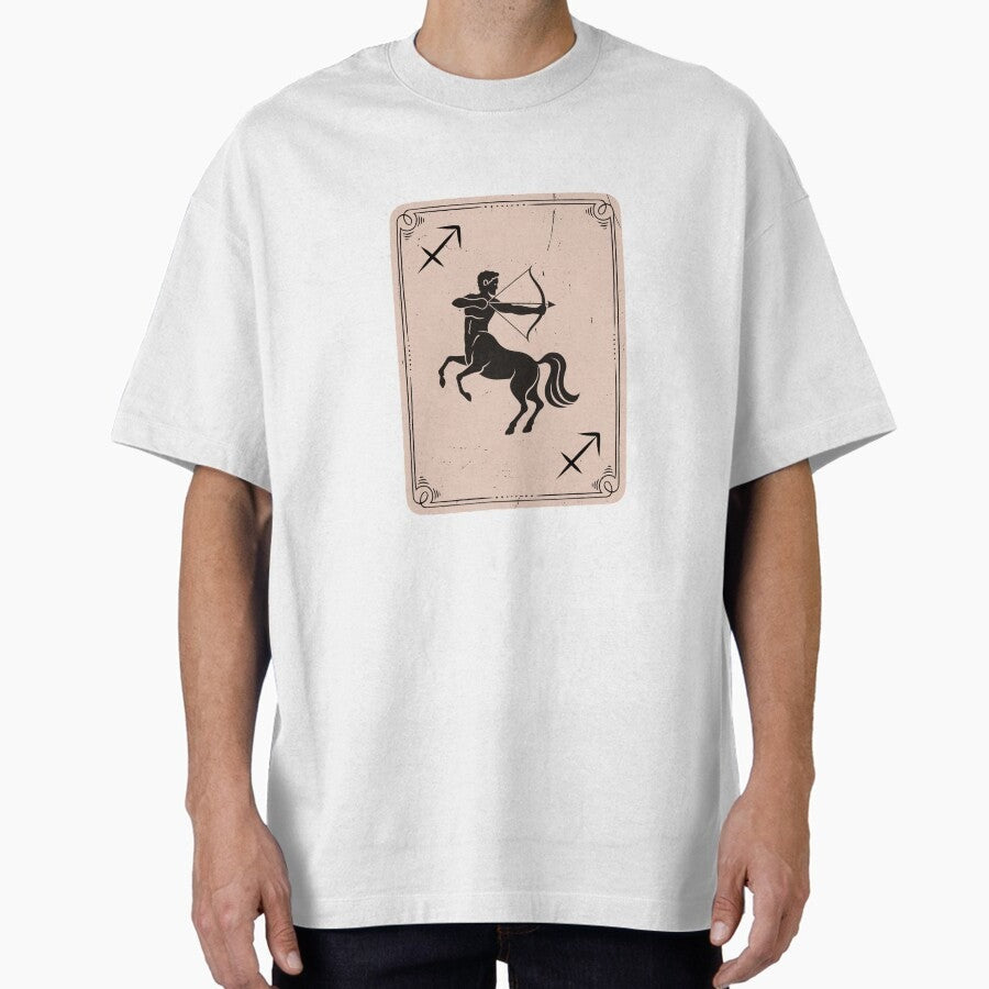 2Nd Sagittarius Playing Card Zodiac Astrology Minimalist Design Oversized T Shirt
