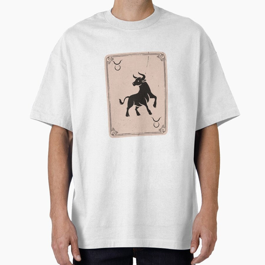 2Nd Taurus Playing Card Zodiac Astrology Minimalist Design Oversized T Shirt