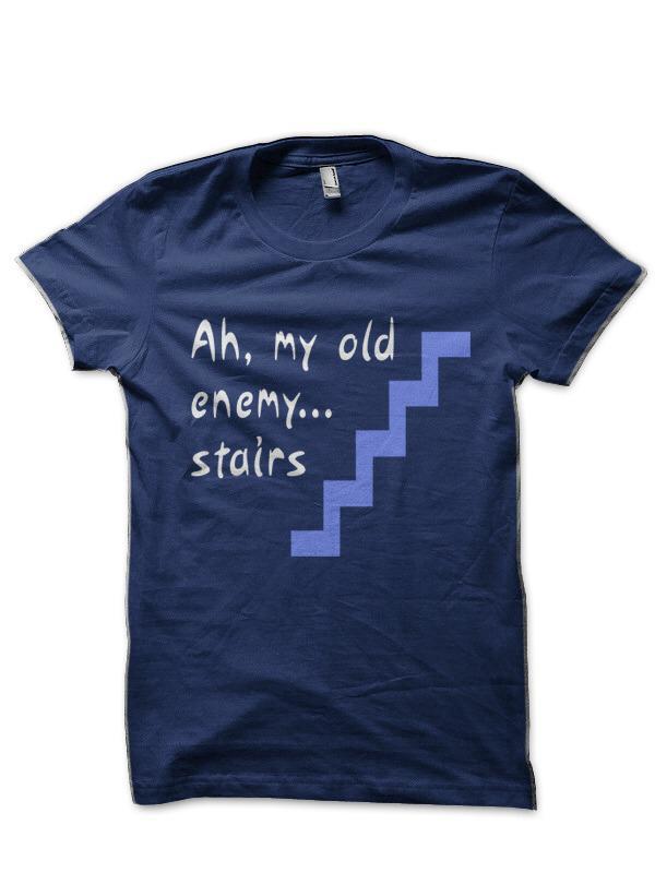 Ah My Old Enemy Stairs Navy Blue Half Sleeve T-Shirt