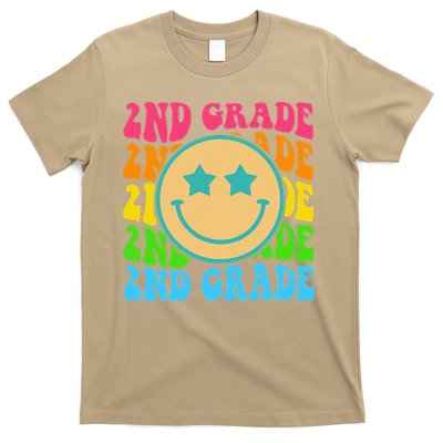 2nd Grade Teachers Back To School Retro Face Happy First Day T-Shirt