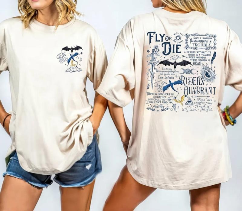 3 Dragons Of Fourth Wing Riders Quadrant Shirt 2 Sides, Fourth Wing T Shirt, Dragon Riders Tee, Unisex Short Sleeve Tee Womenswear Cotton