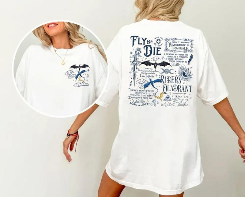 3 Dragons Of Fourth Wing Riders Quadrant Shirt 2 Sides, Fourth Wing T Shirt, Dragon Riders Tee, Unisex Short Sleeve Tee Womenswear Cotton