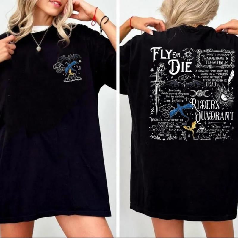 3 Dragons Of Fourth Wing Riders Quadrant Shirt 2 Sides, Fourth Wing T Shirt, Dragon Riders Tee, Unisex Short Sleeve Tee Womenswear Cotton