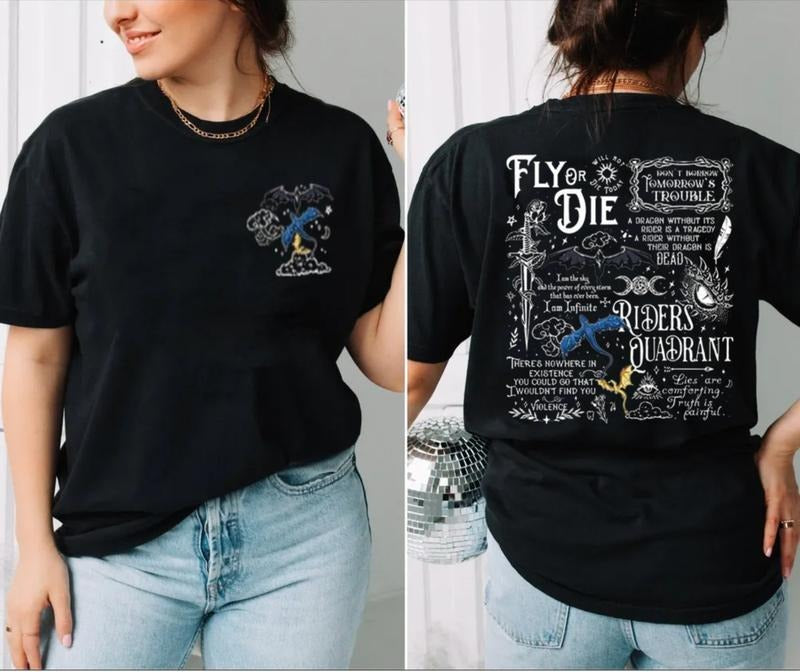 3 Dragons Of Fourth Wing Riders Quadrant Shirt 2 Sides, Fourth Wing T Shirt, Dragon Riders Tee, Unisex Short Sleeve Tee Womenswear Cotton