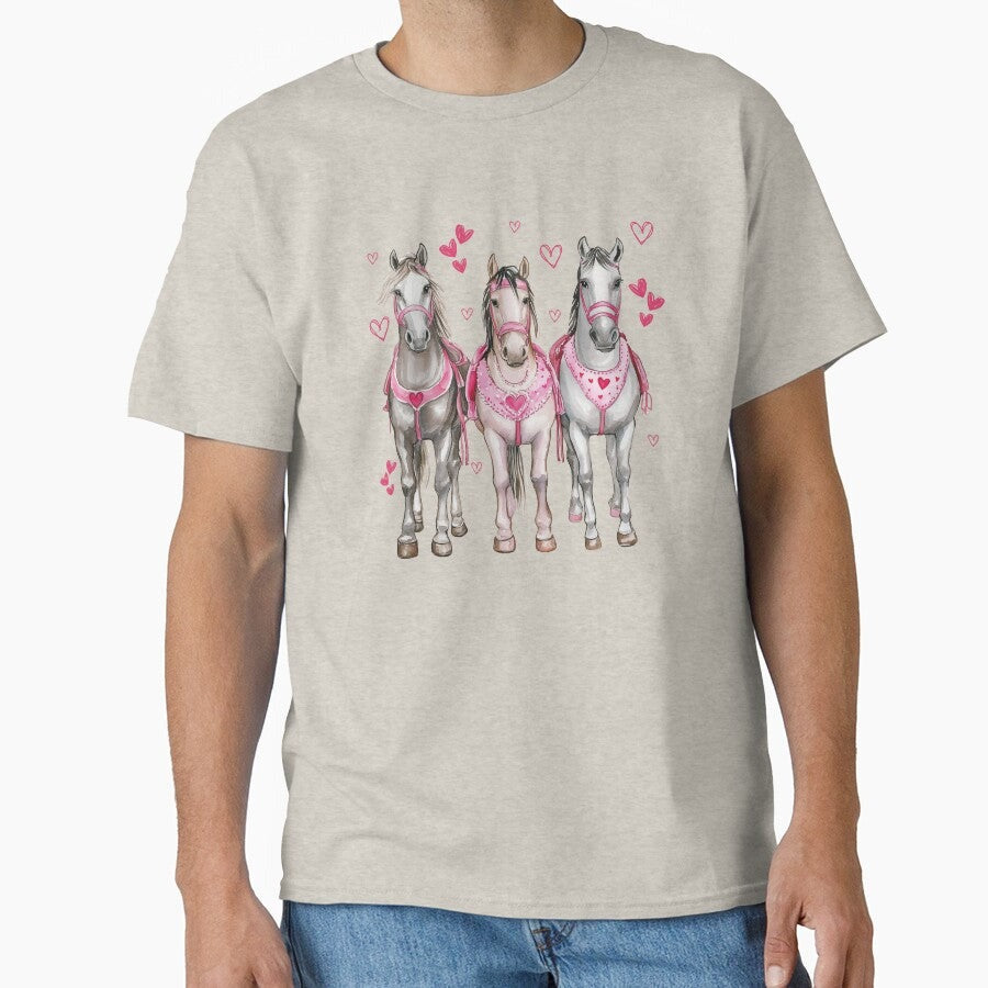 3 Horses In Love For Valentines Day Classic T Shirt