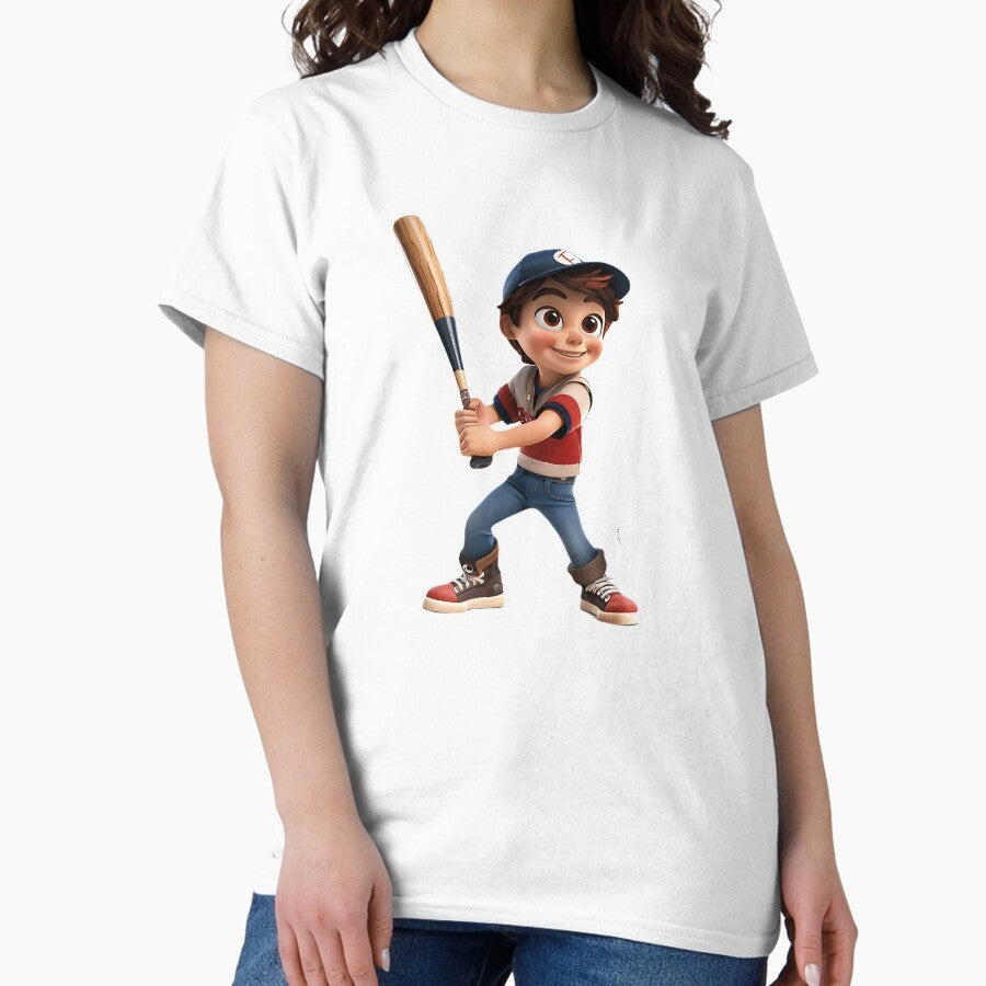 3dendering boy holding a baseball bat for baseball lovers Classic T-Shirt